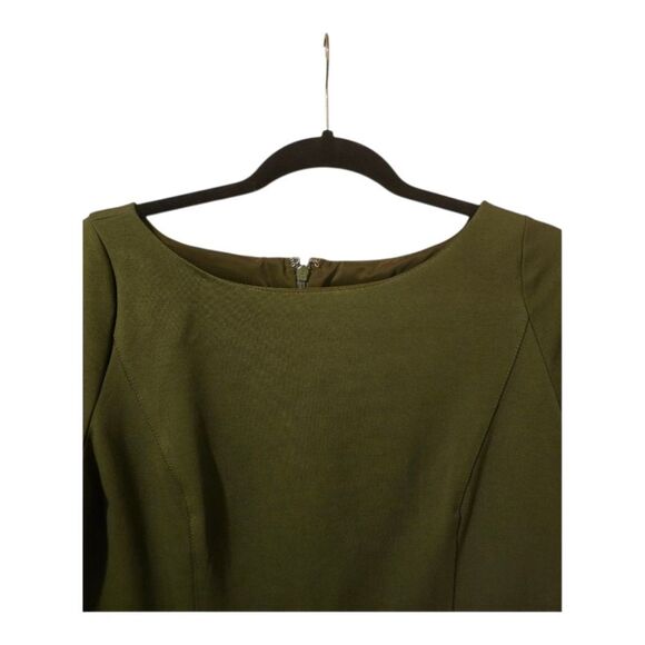 J. CREW Green Ponte Fit & Flare Sheath Dress - Size 6 - Picture 6 of 9